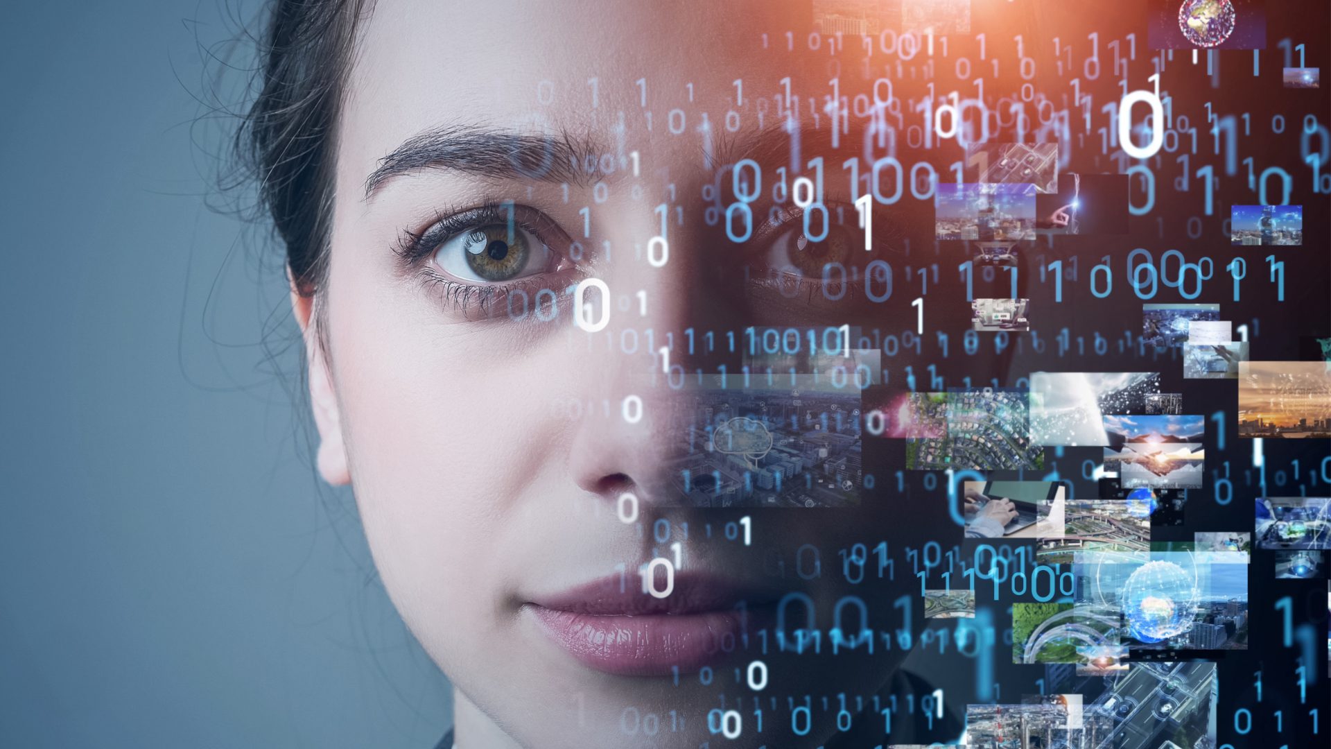Exec AI Abstract image of executive evolving towards AI