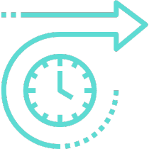 Future Icon of a clock and an arrow indicating progression into the future