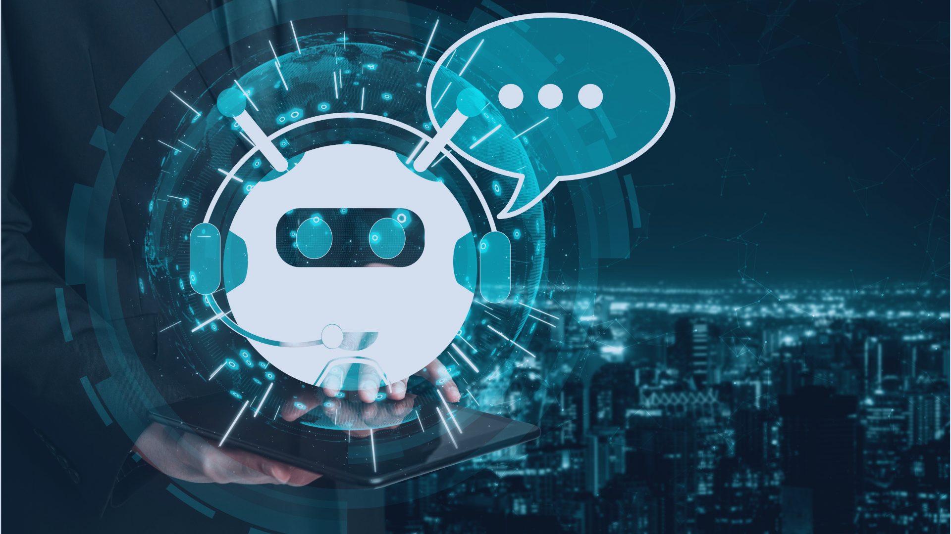 Abstract image of a chatbot communicating with a customer