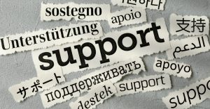 Image saying "Support" in multiple languages
