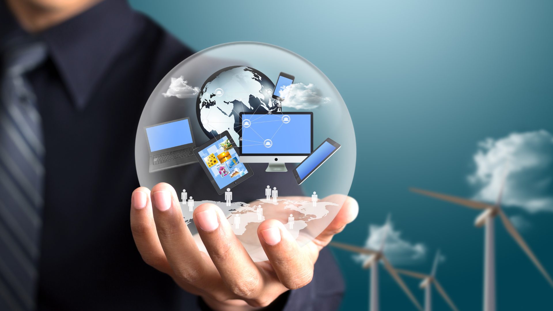 Predictive Analytics (1) Crystal ball with data inside