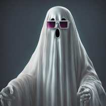 A ghost wearing 3D glasses