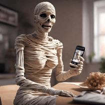 A mummy enjoying social media