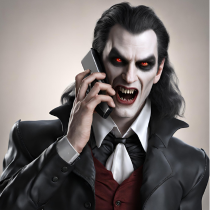 Vampire talking on a cell phone