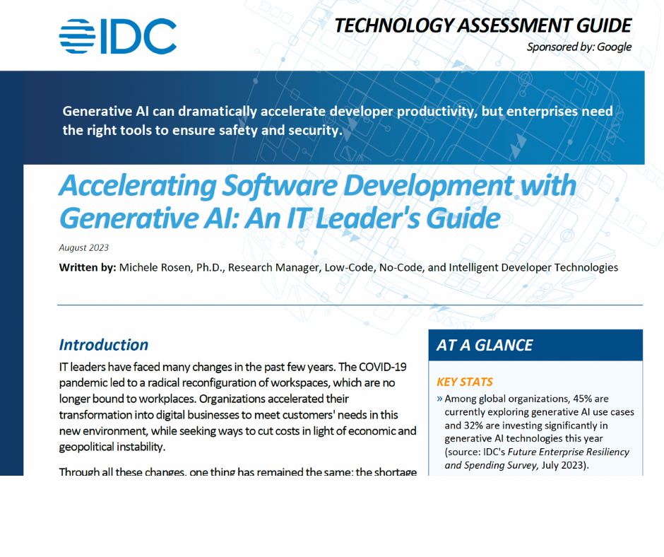 IDC TAC Software Dev GenAI Image of an IDC Technology Assessment Guide